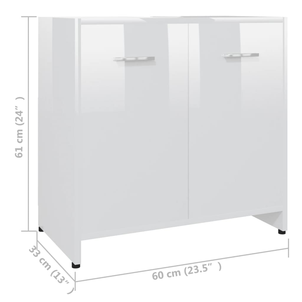vidaXL Badezimmerschrank Hochglanz-Weiß 60x33x61 cm Holzwerkstoff