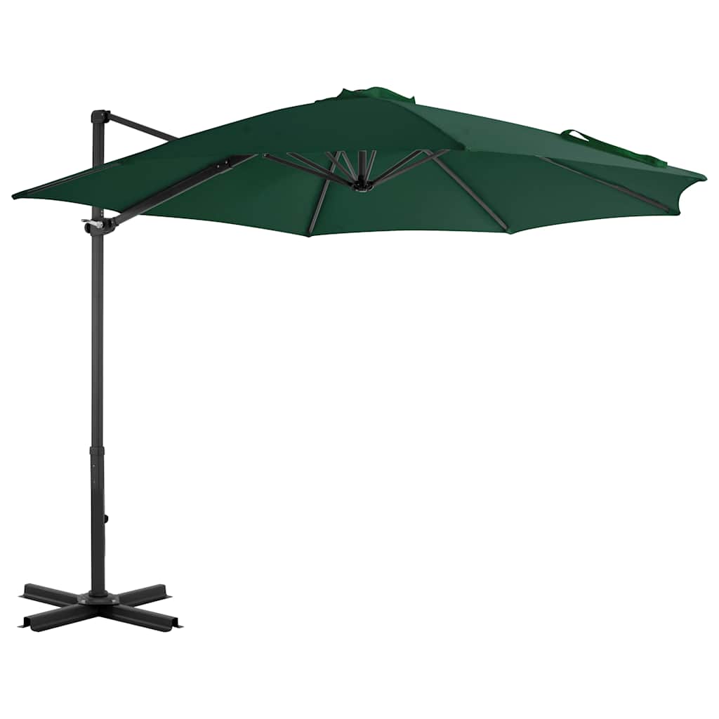 Sonnenschirm Mit Aluminium-Mast – Ø 270 Cm, Grün, UV-Schutz, Kurbelmechanismus Für Garten