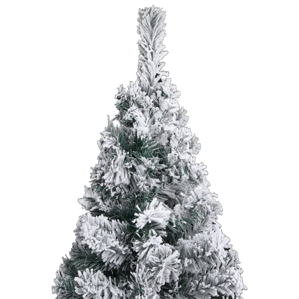 vidaXL Weihnachtsbaum Schlank mit Beleuchtung & Schnee Grün 120 cm PVC