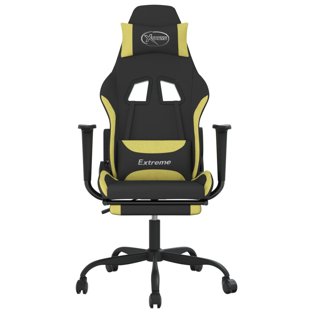 vidaXL Gaming-Stuhl mit Fußstütze Schwarz und Hellgrün Stoff