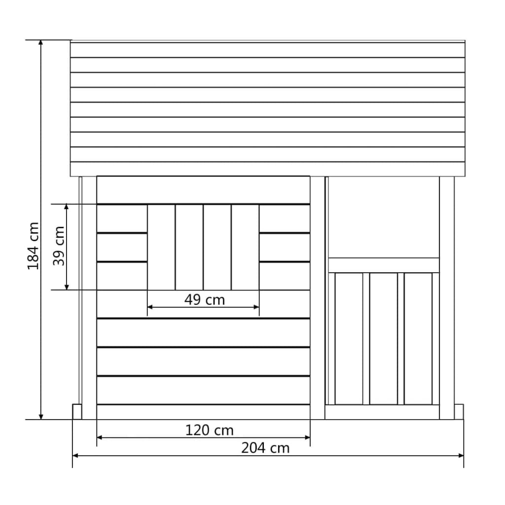 vidaXL Spielhaus mit 3 Fenstern 204 x 204 x 184 cm Holz