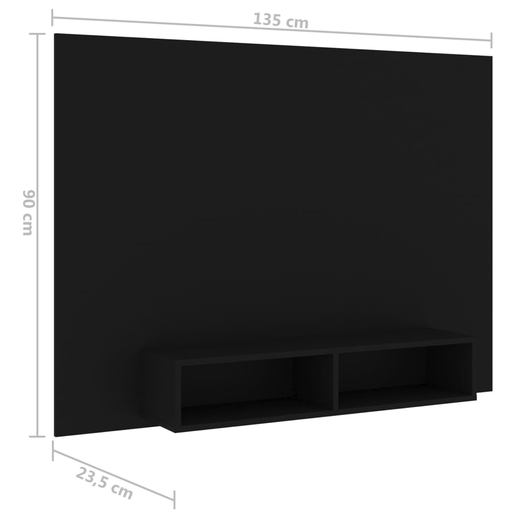 vidaXL TV-Wandschrank Schwarz 135x23,5x90 cm Holzwerkstoff