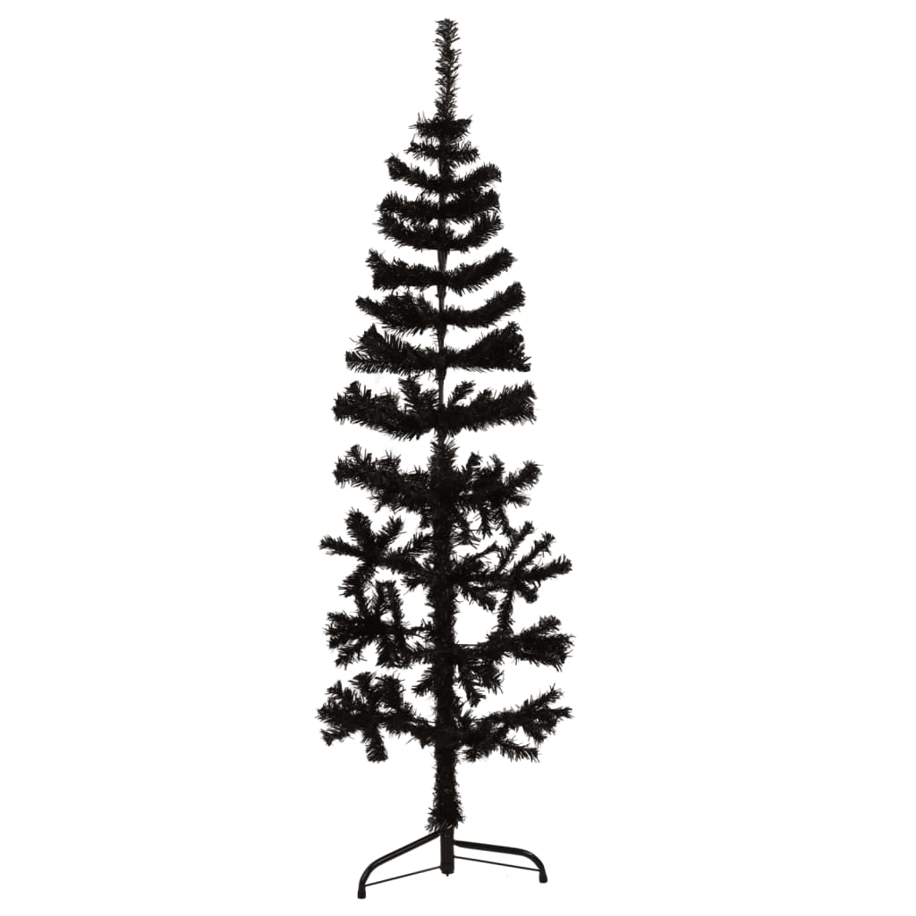 vidaXL Künstlicher Halb-Weihnachtsbaum Ständer Schlank Schwarz 150 cm