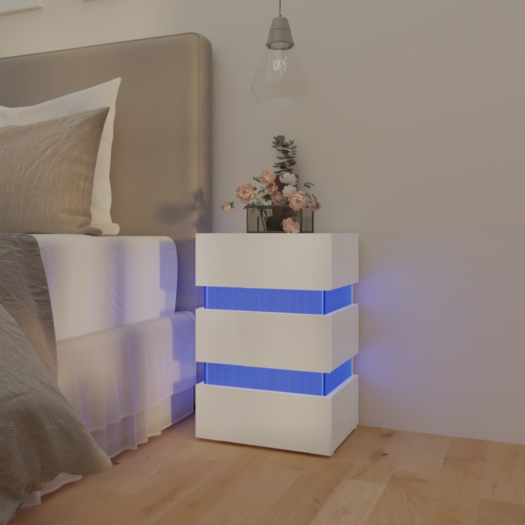 vidaXL LED-Nachttisch Hochglanz-Weiß 45x35x67 cm Holzwerkstoff