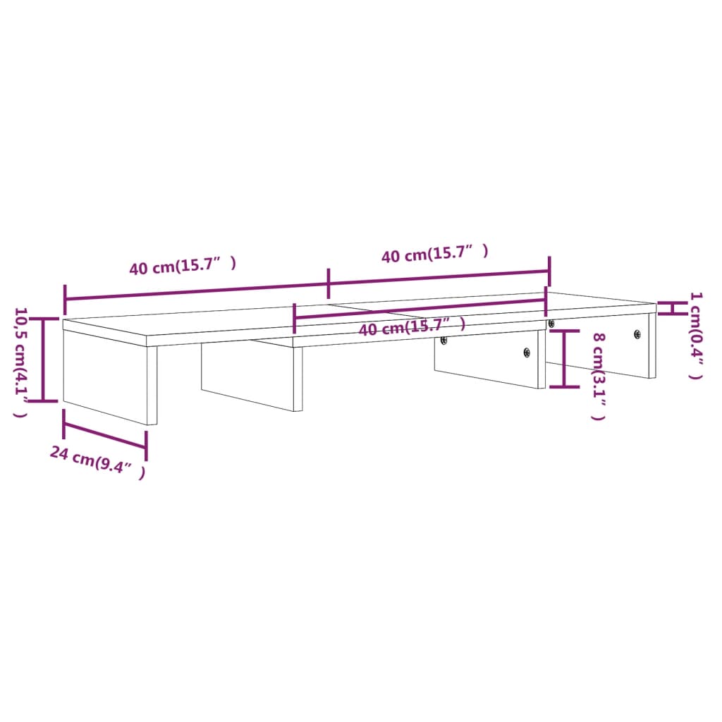 vidaXL Monitorständer 80x24x10,5 cm Massivholz Kiefer