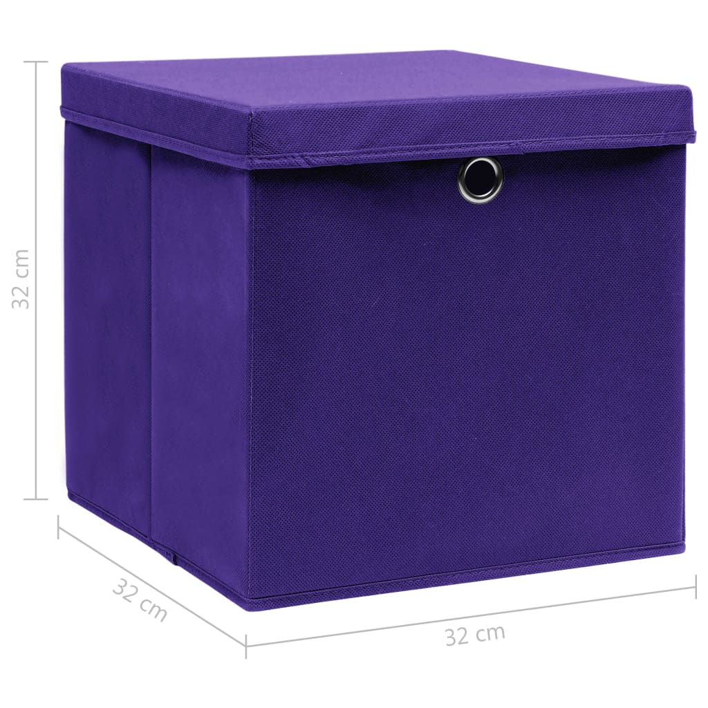 vidaXL Aufbewahrungsboxen mit Deckeln 10 Stk. Lila 32x32x32 cm Stoff