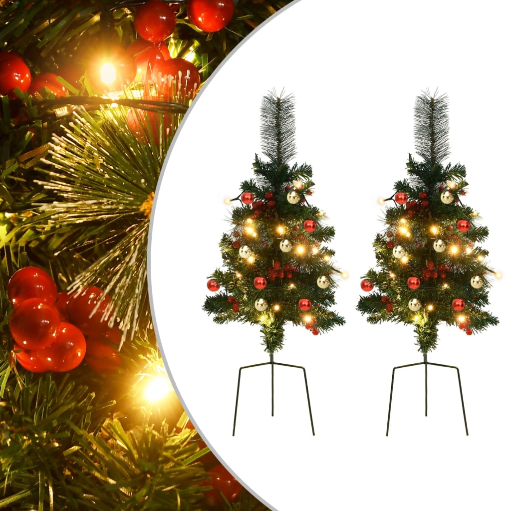 vidaXL Künstlicher Weihnachtsbaum mit Beleuchtung 2 Stk. Outdoor 76 cm