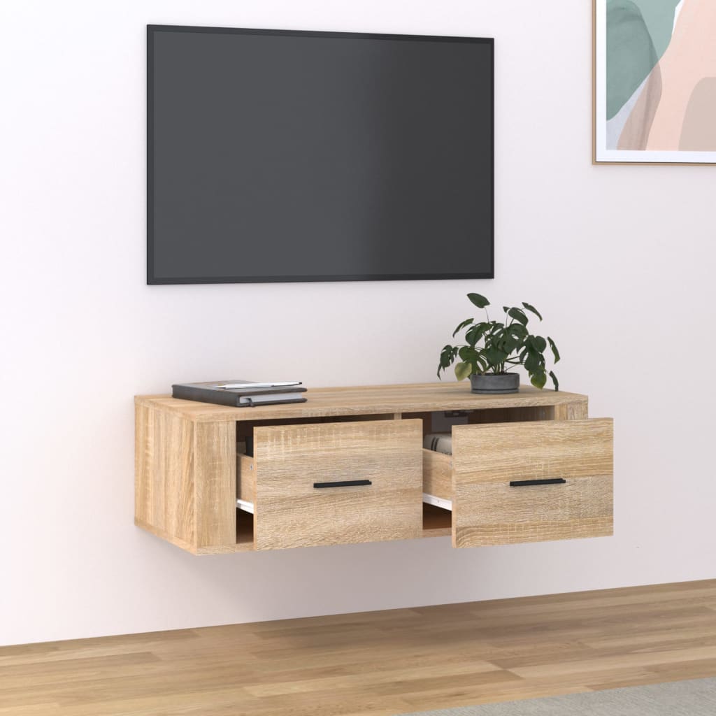 vidaXL TV-Wandschrank Sonoma-Eiche 80x36x25 cm Holzwerkstoff