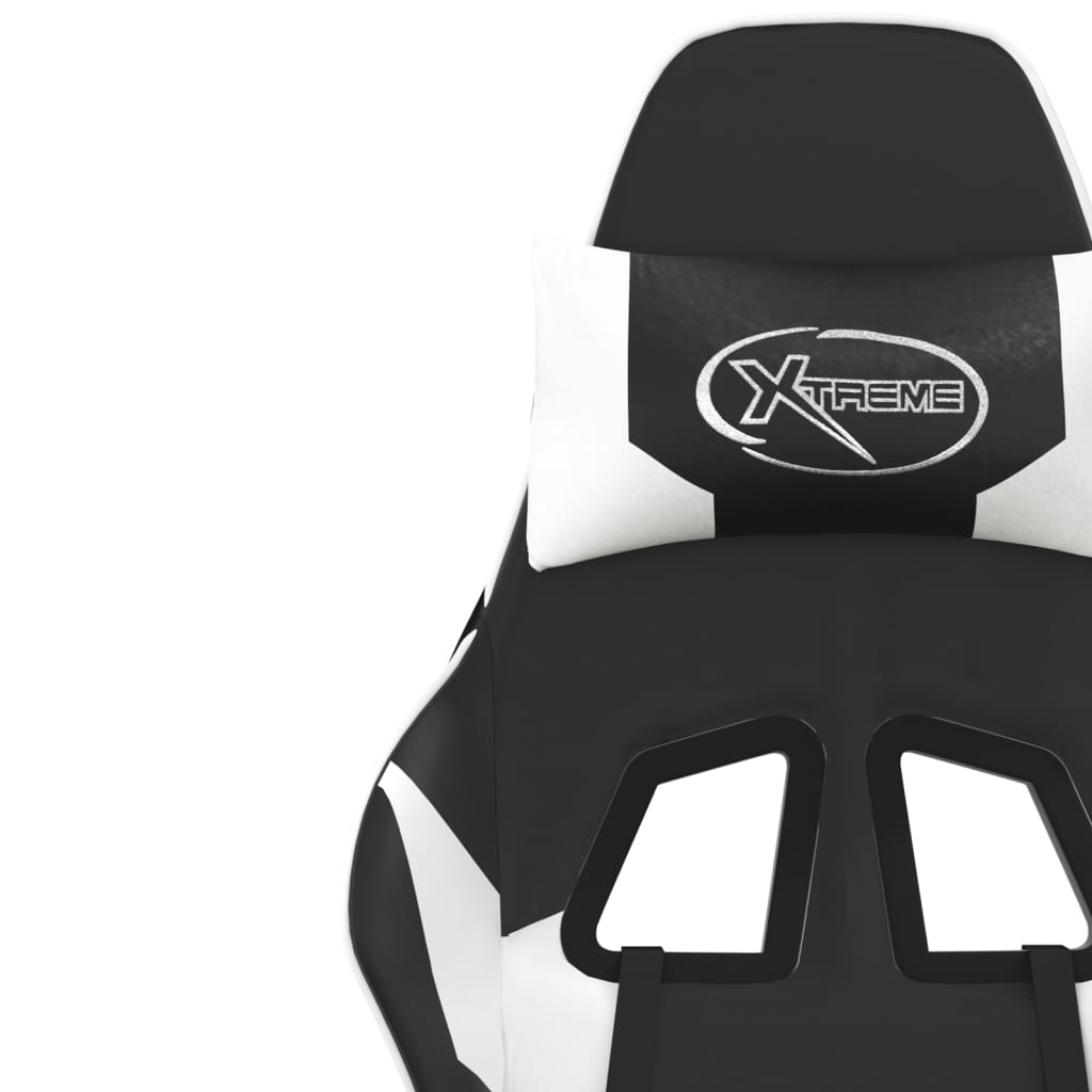 vidaXL Gaming-Stuhl mit Massage & Fußstütze Schwarz & Weiß Kunstleder