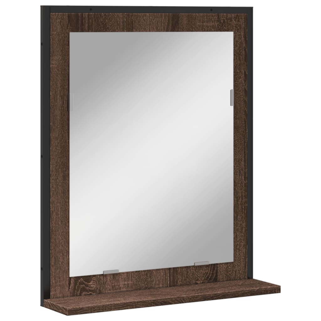vidaXL Badspiegel mit Ablage Braun Eichen-Optik 50x12x60 cm