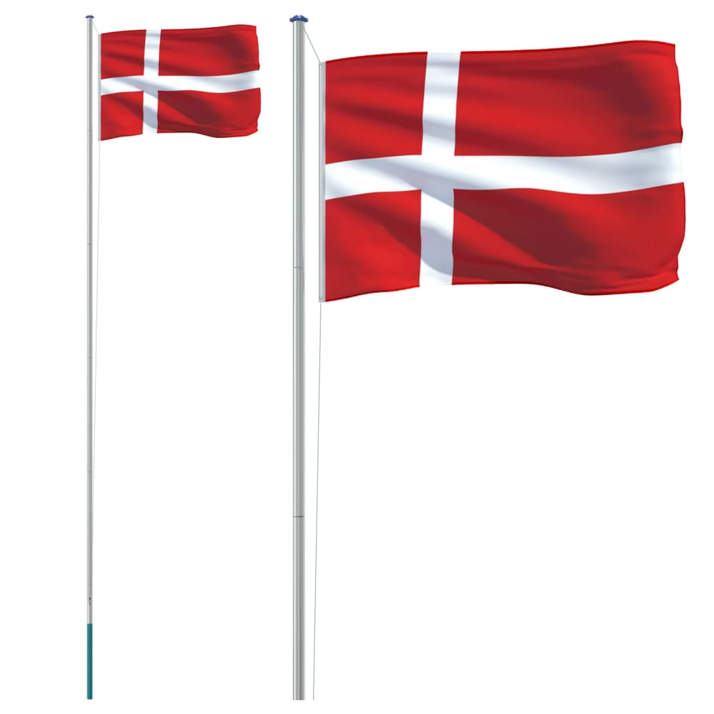 vidaXL Flagge Dänemarks mit Mast 6,23 m Aluminium