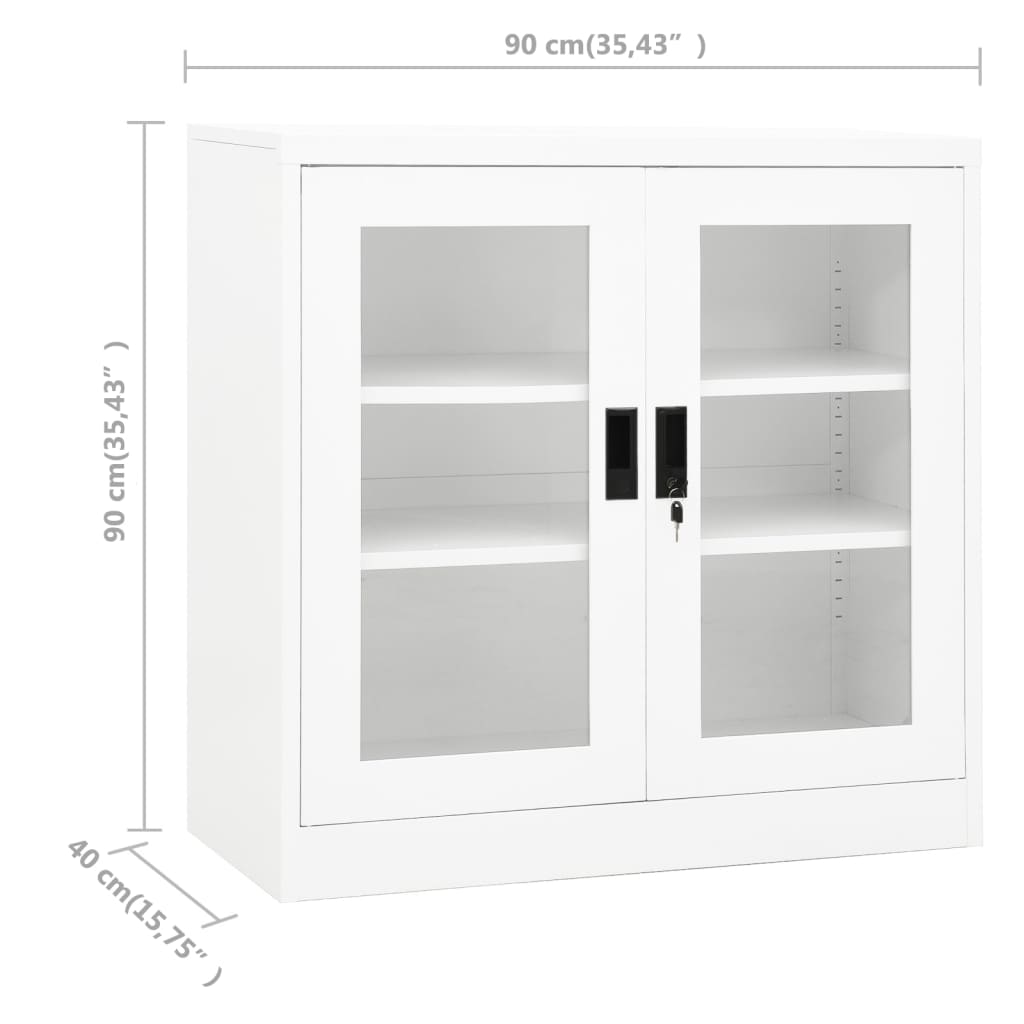 vidaXL Büroschrank Weiß 90x40x90 cm Stahl