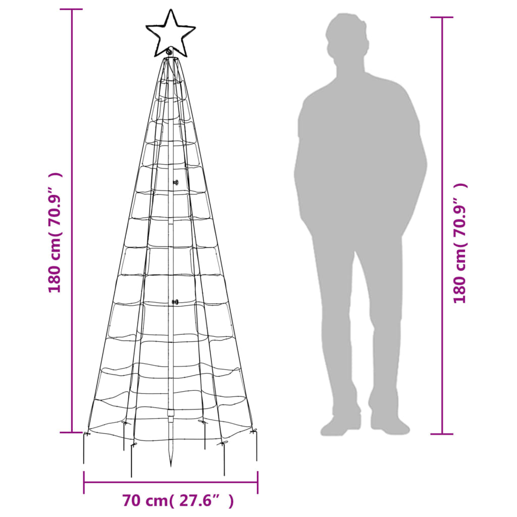 vidaXL LED-Weihnachtsbaum mit Erdspießen 220 LEDs Kaltweiß 180 cm