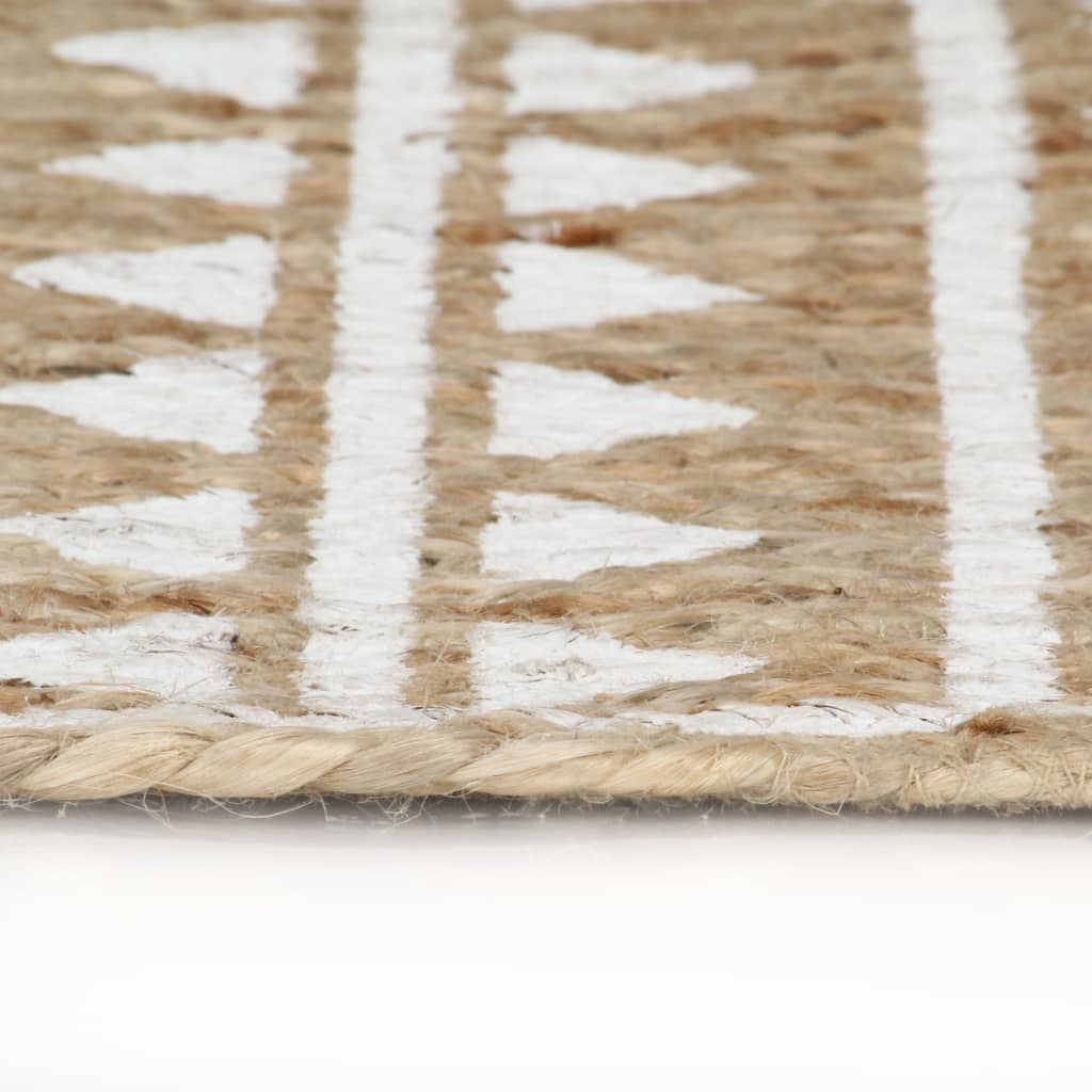 vidaXL Teppich Handgefertigt Jute mit weißem Aufdruck 90 cm