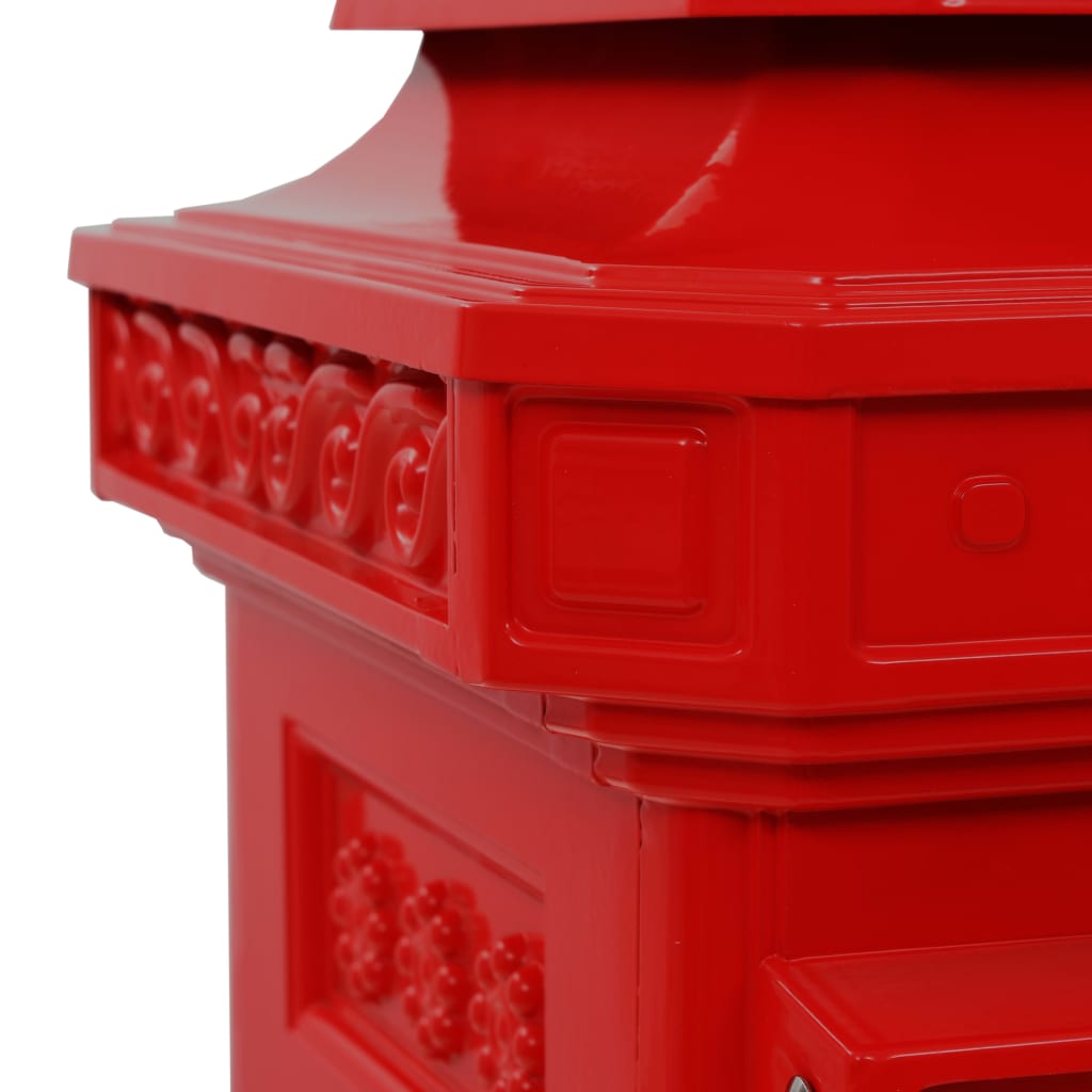vidaXL Säulenbriefkasten Aluminium Vintage-Stil Rostfrei Rot