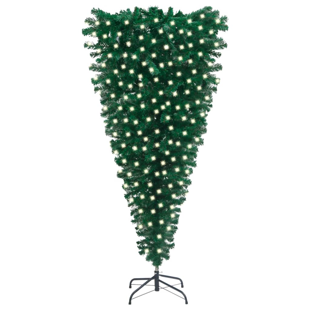 vidaXL Künstlicher Weihnachtsbaum Kopfüber mit LEDs Grün 210 cm