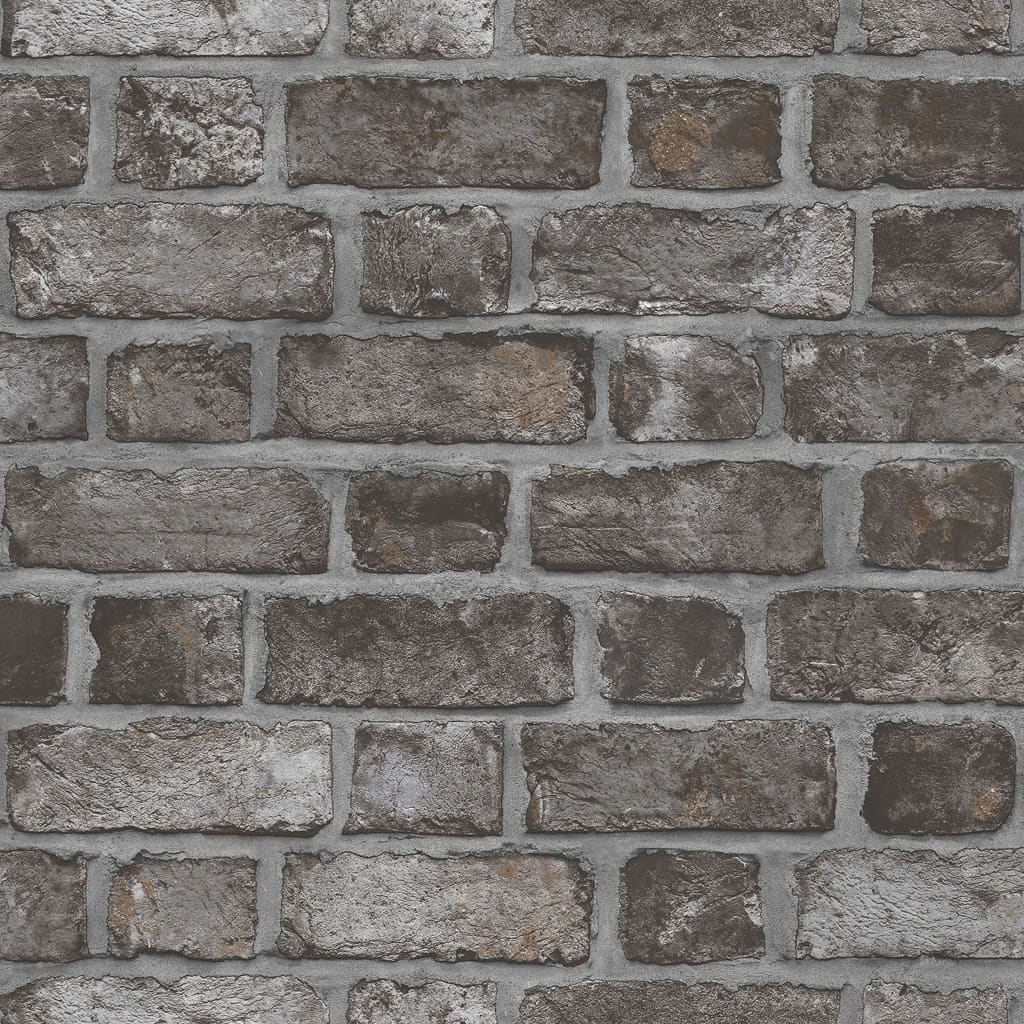 Homestyle Tapete Homestyle Brick Wall Schwarz und Grau