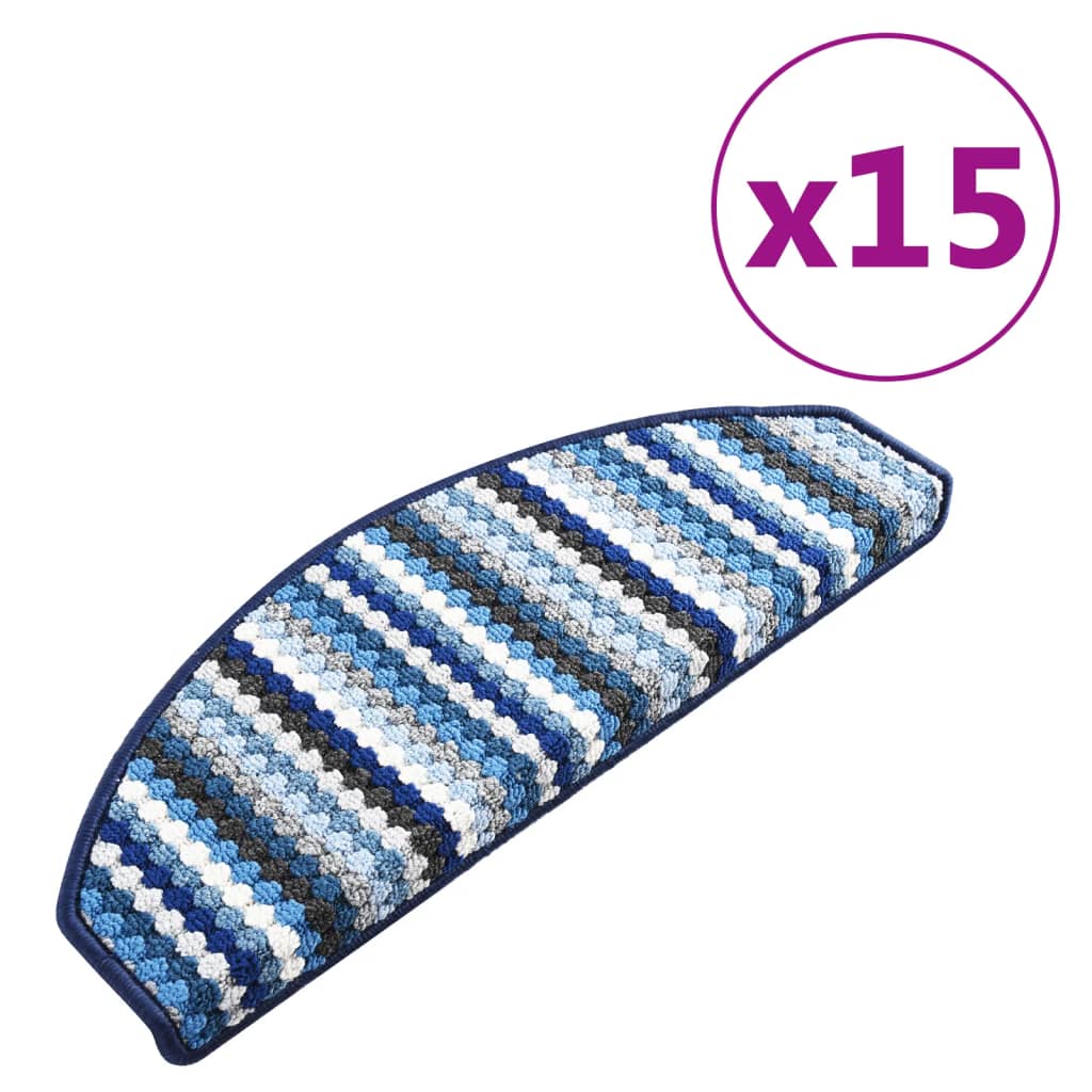 vidaXL Stufenmatten Selbstklebend 15 Stk. 65x24x4 cm Mehrfarbig Blau