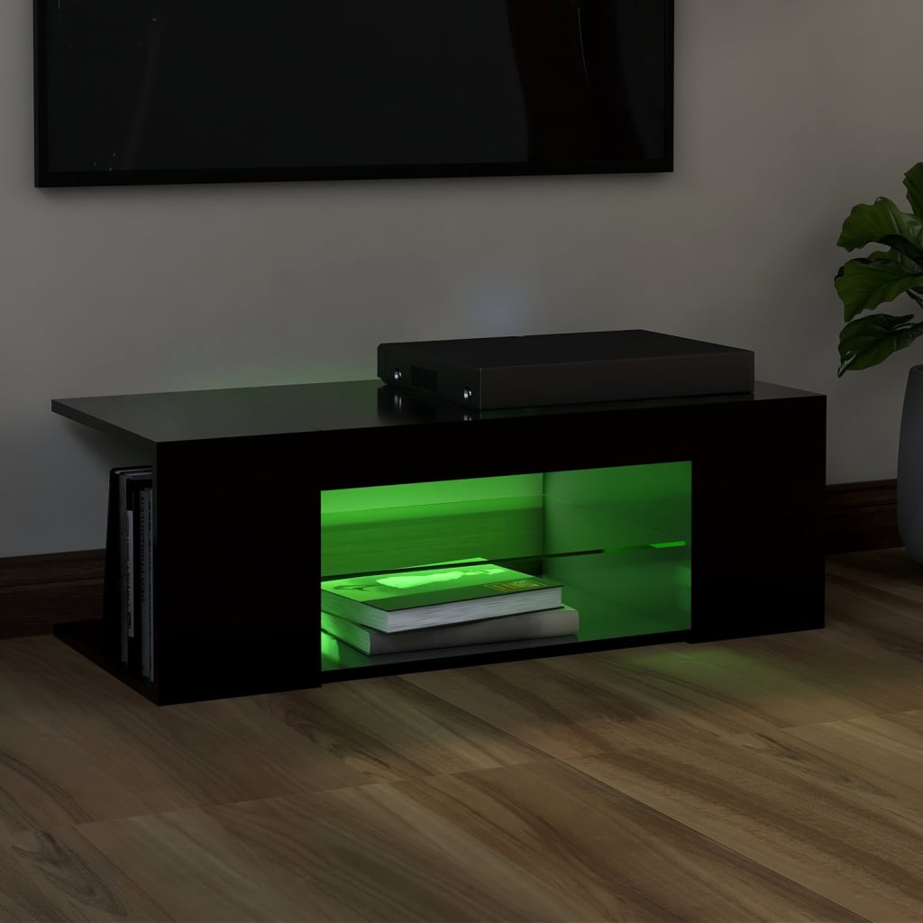 vidaXL TV-Schrank mit LED-Leuchten Schwarz 90x39x30 cm