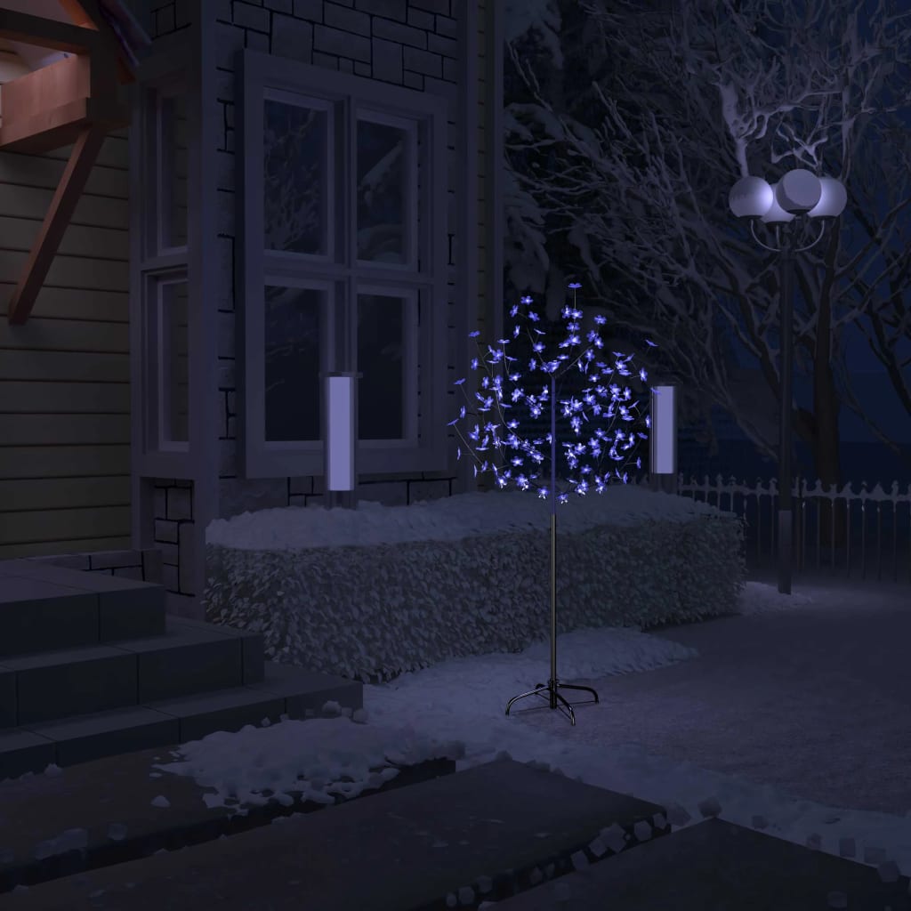 vidaXL Weihnachtsbaum 120 LEDs Blaues Licht Kirschblüten 150 cm