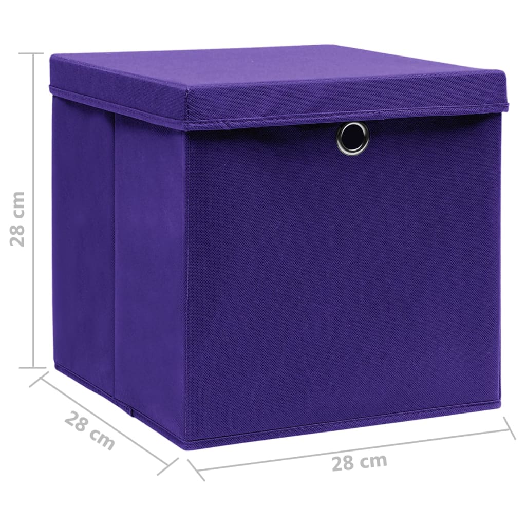 vidaXL Aufbewahrungsboxen mit Deckeln 4 Stk. 28x28x28 cm Lila