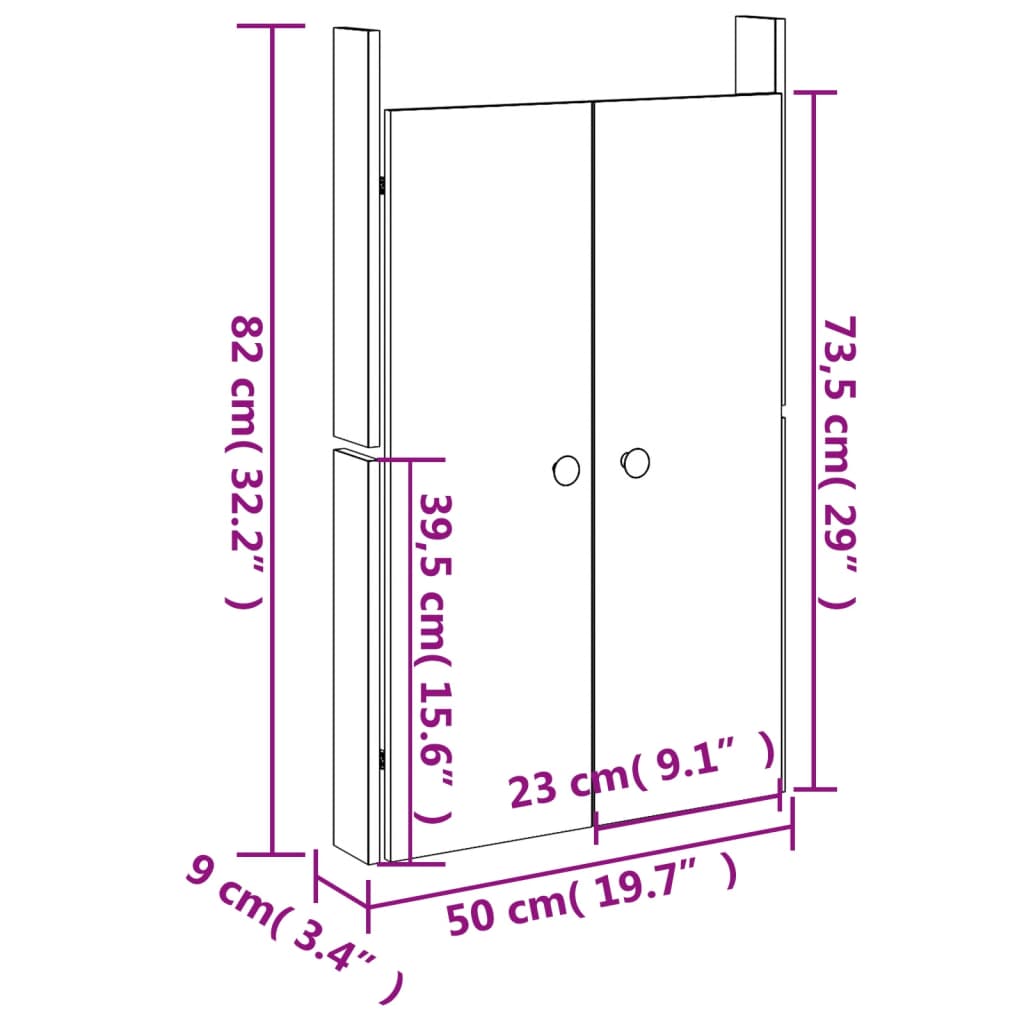 vidaXL Türen für Outdoor-Küche 2 Stk. 50x9x82 cm Massivholz Kiefer
