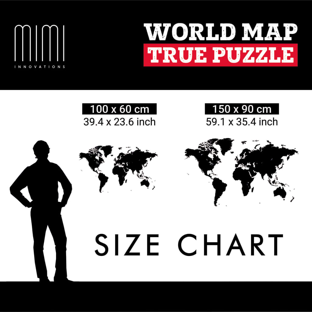MiMi Innovations Weltkarte-Wanddeko Luxury Puzzle Schwarz 100x60 cm