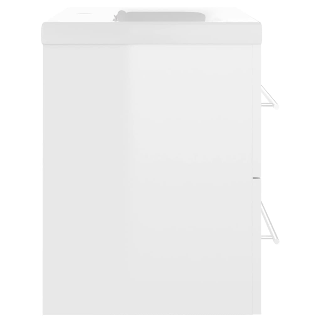 vidaXL Waschbeckenunterschrank Einbaubecken Hochglanz-Weiß Spanplatte