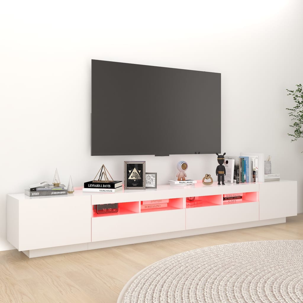 vidaXL TV-Schrank mit LED-Leuchten Weiß 260x35x40cm