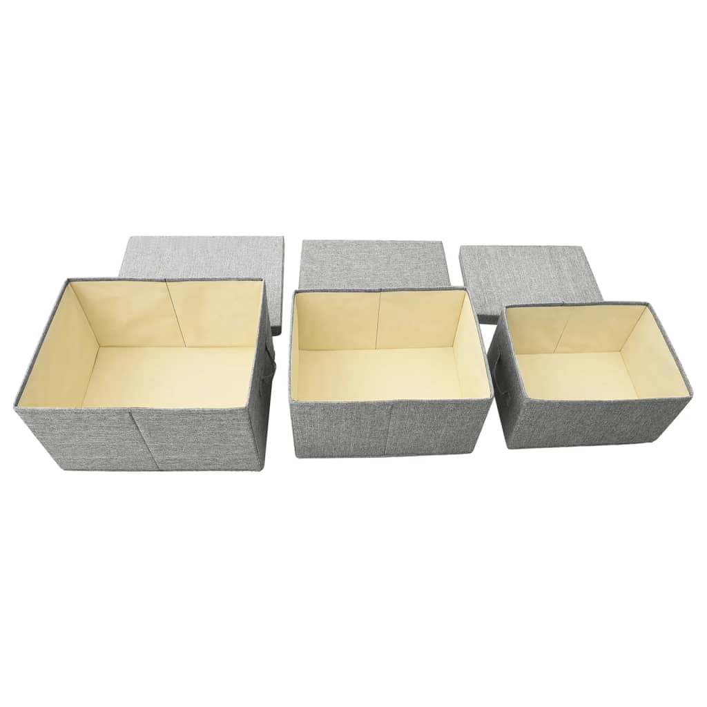 vidaXL 3-tlg. Aufbewahrungsboxen-Set Stapelbar Stoff Grau