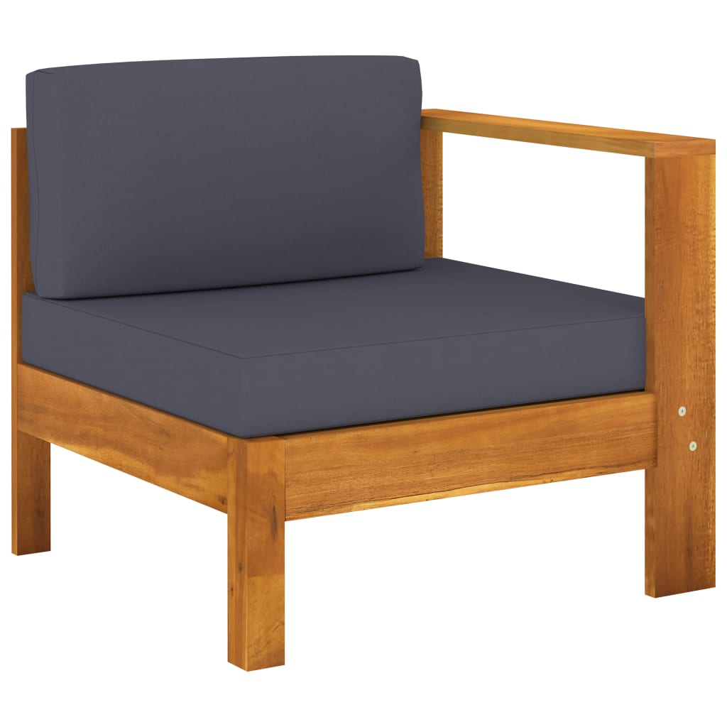 vidaXL 3-Sitzer-Gartensofa mit Dunkelgrauen Auflagen Massivholz Akazie