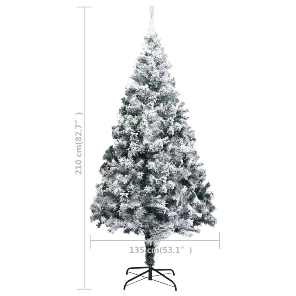 vidaXL Künstlicher Weihnachtsbaum mit Beleuchtung & Schnee Grün 210 cm