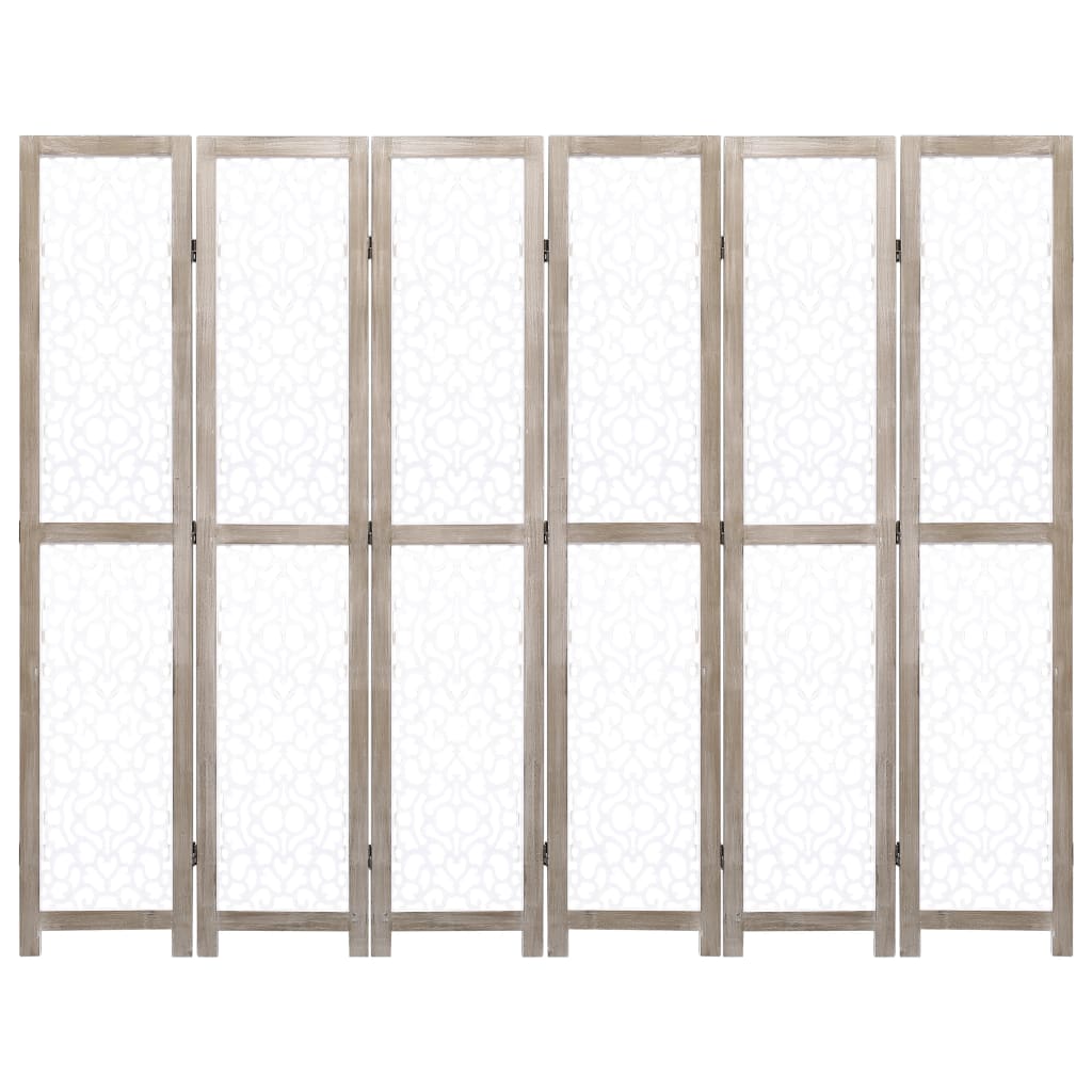 vidaXL 6-teiliger Raumteiler Weiß 210 x 165 cm Massivholz