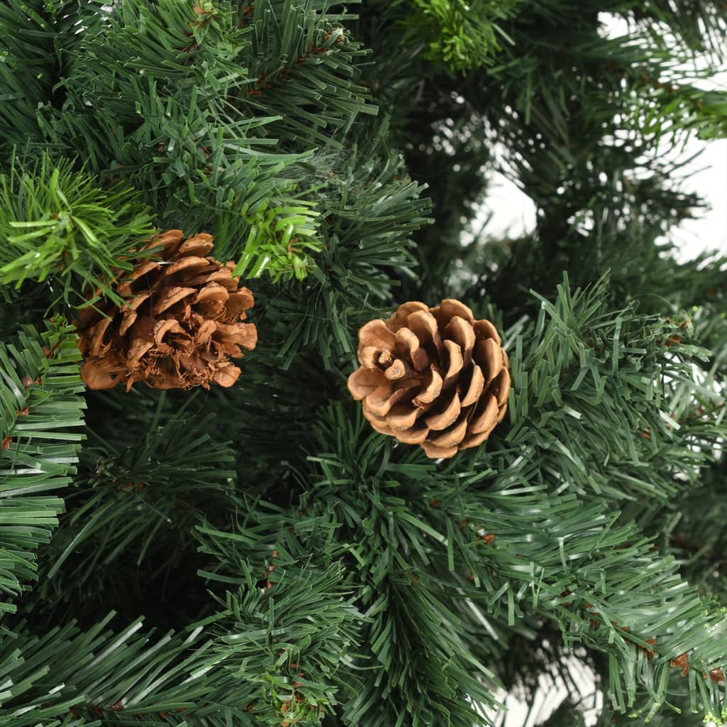 vidaXL Künstlicher Weihnachtsbaum mit Beleuchtung & Zapfen Grün 150 cm