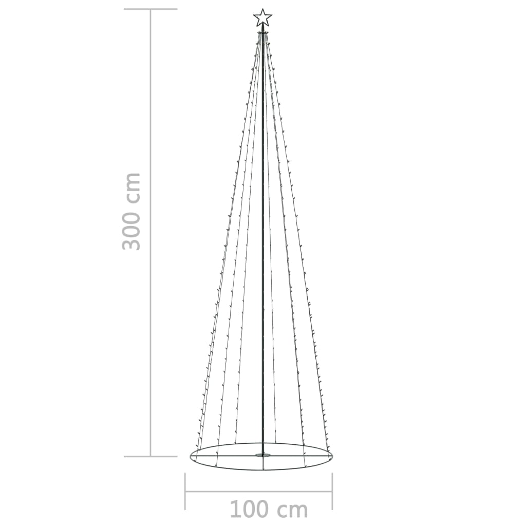 vidaXL Weihnachtsbaum in Kegelform 330 LEDs Bunt 100x300 cm