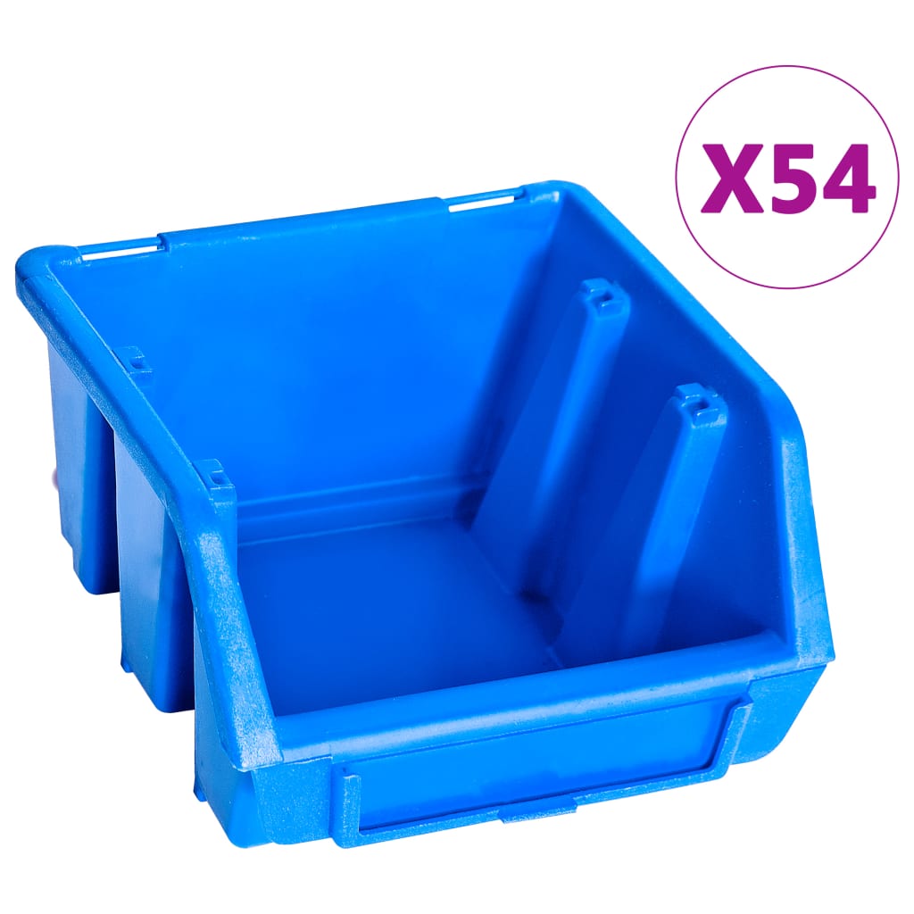 vidaXL 96-tlg. Behälter-Set für Kleinteile mit Wandplatten Blau