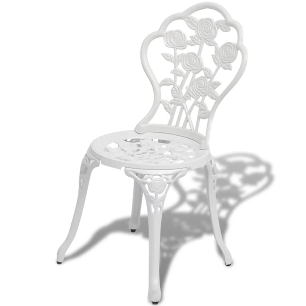 vidaXL Bistro-Stühle 2 Stk. Aluminiumguss Weiß