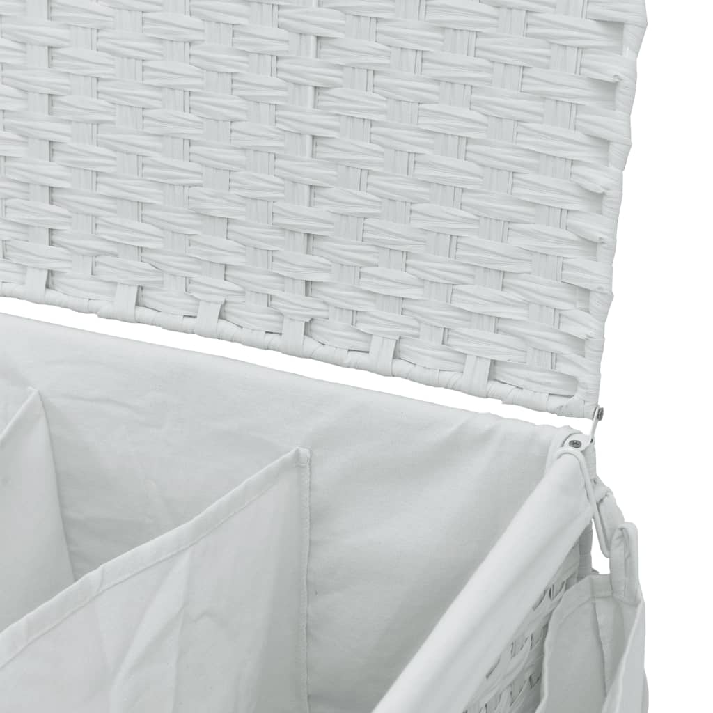 vidaXL Wäschekorb mit Rollen Weiß 60x35x60,5 cm Rattan