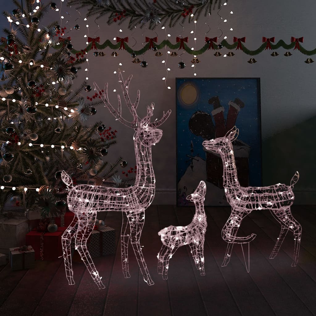 vidaXL LED-Rentier-Familie Weihnachtsdeko Acryl 300 LED Warmweiß