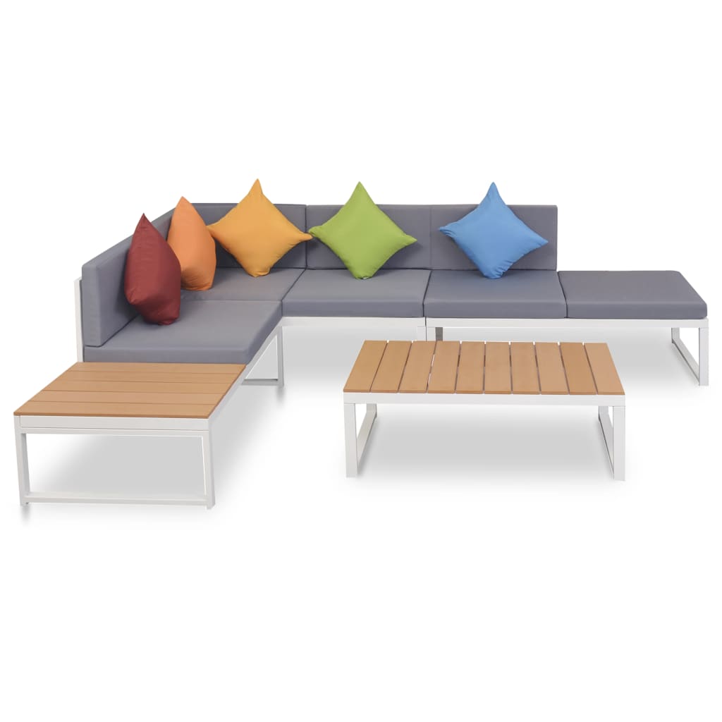 vidaXL 4-tlg. Garten-Lounge-Set mit Auflagen Aluminium und WPC