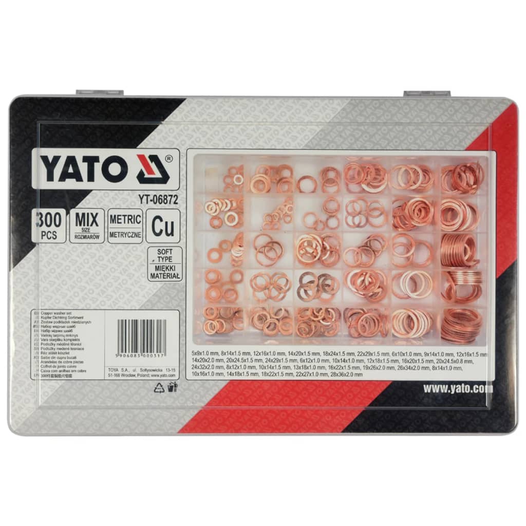YATO 300-tlg. Unterlegscheiben Set Kupfer YT-06872