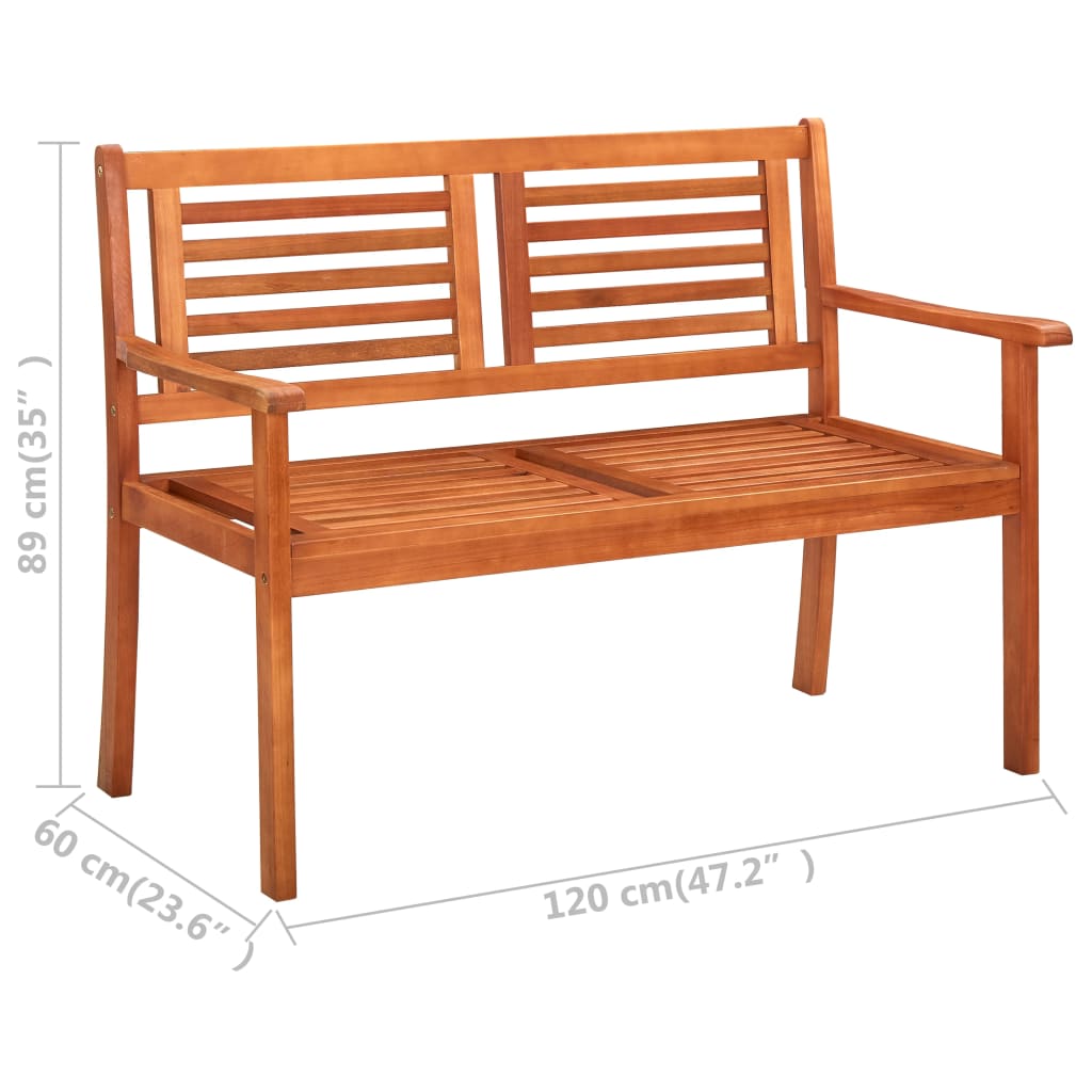 vidaXL 2-Sitzer-Gartenbank mit Auflage 120 cm Massivholz Eukalyptus
