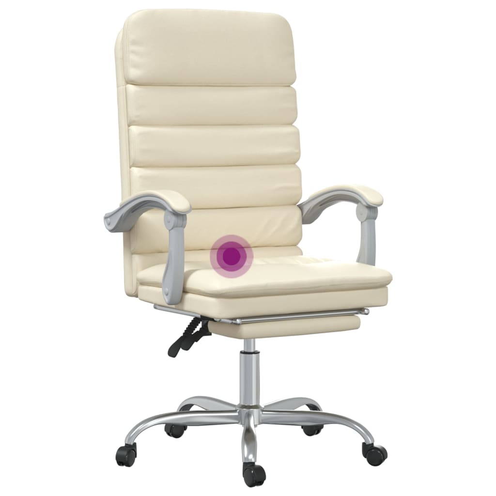 vidaXL Bürostuhl mit Massagefunktion Creme Kunstleder