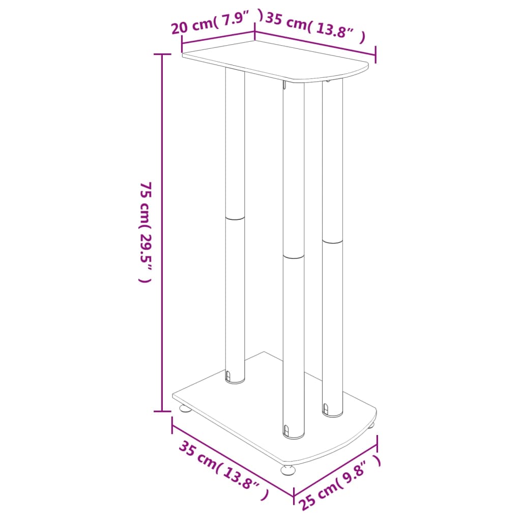 vidaXL Lautsprecher-Ständer 2 Stk. Schwarz Hartglas 3 Säulen