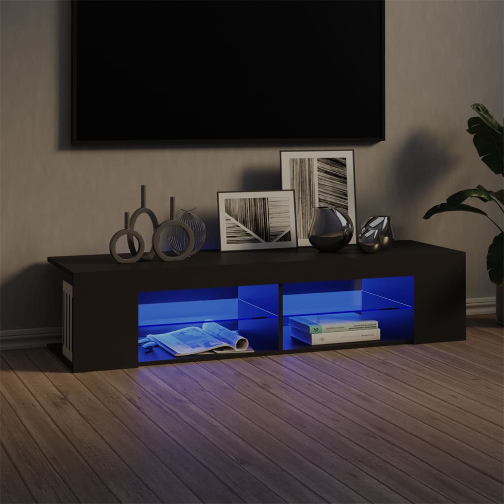 vidaXL TV-Schrank mit LED-Leuchten Grau 135x39x30 cm