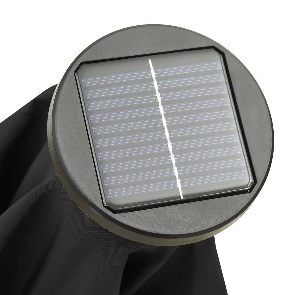 vidaXL Sonnenschirm mit LED-Leuchten Schwarz 200x211cm Aluminium