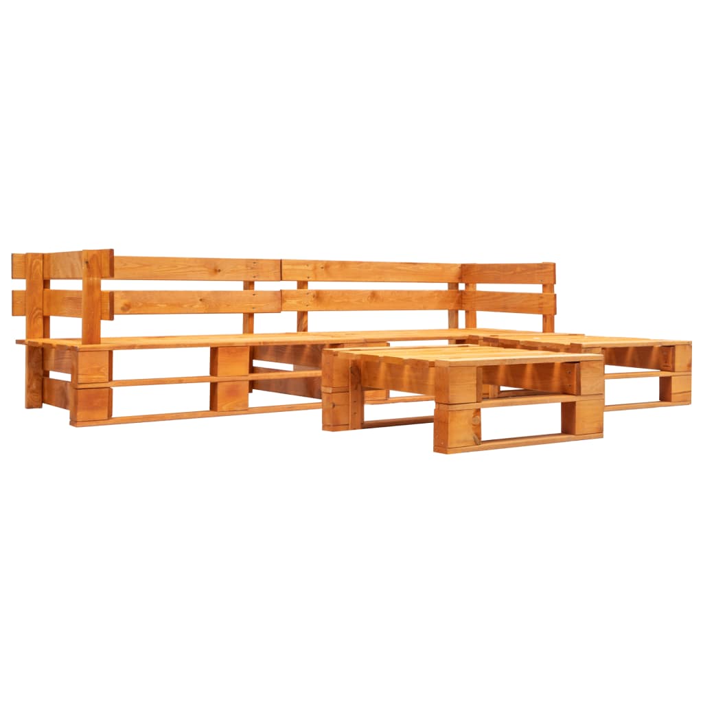 vidaXL 4-tlg. Garten-Lounge-Set aus Paletten mit Roten Kissen Holz