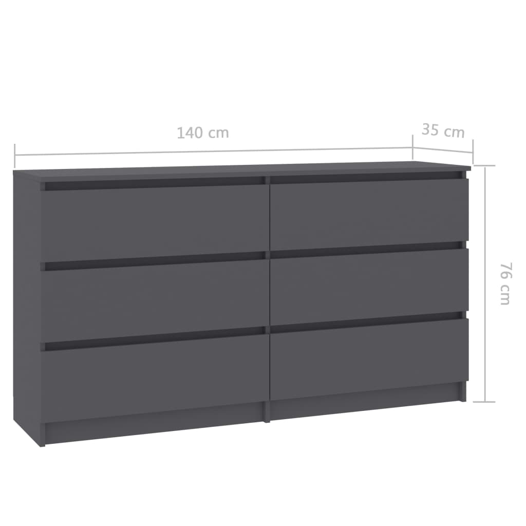 vidaXL Sideboard Grau 140x35x76 cm Holzwerkstoff