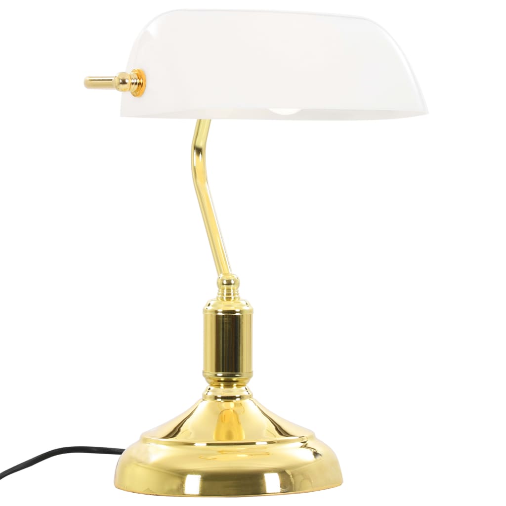 vidaXL Banker-Schreibtischlampe 40 W Weiß und Golden