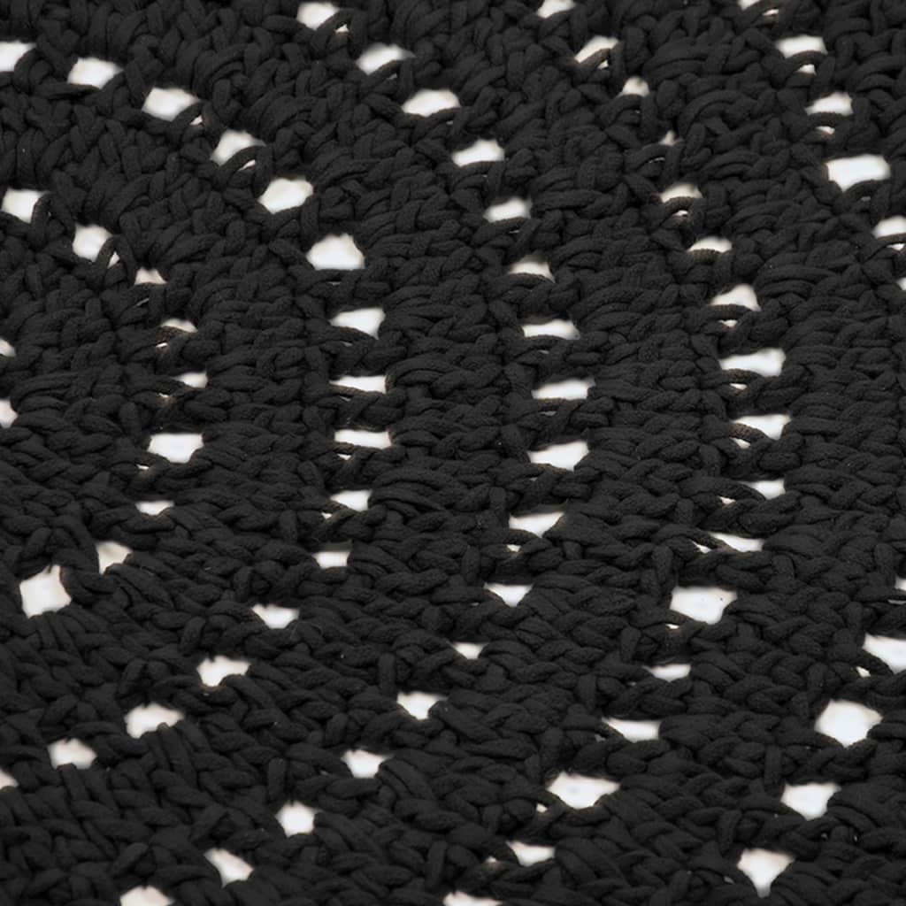 LABEL51 Teppich Gestrickt Baumwolle Rund 150 cm Schwarz